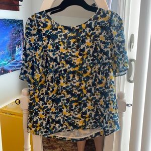 H&M paint pattern blouse with bow